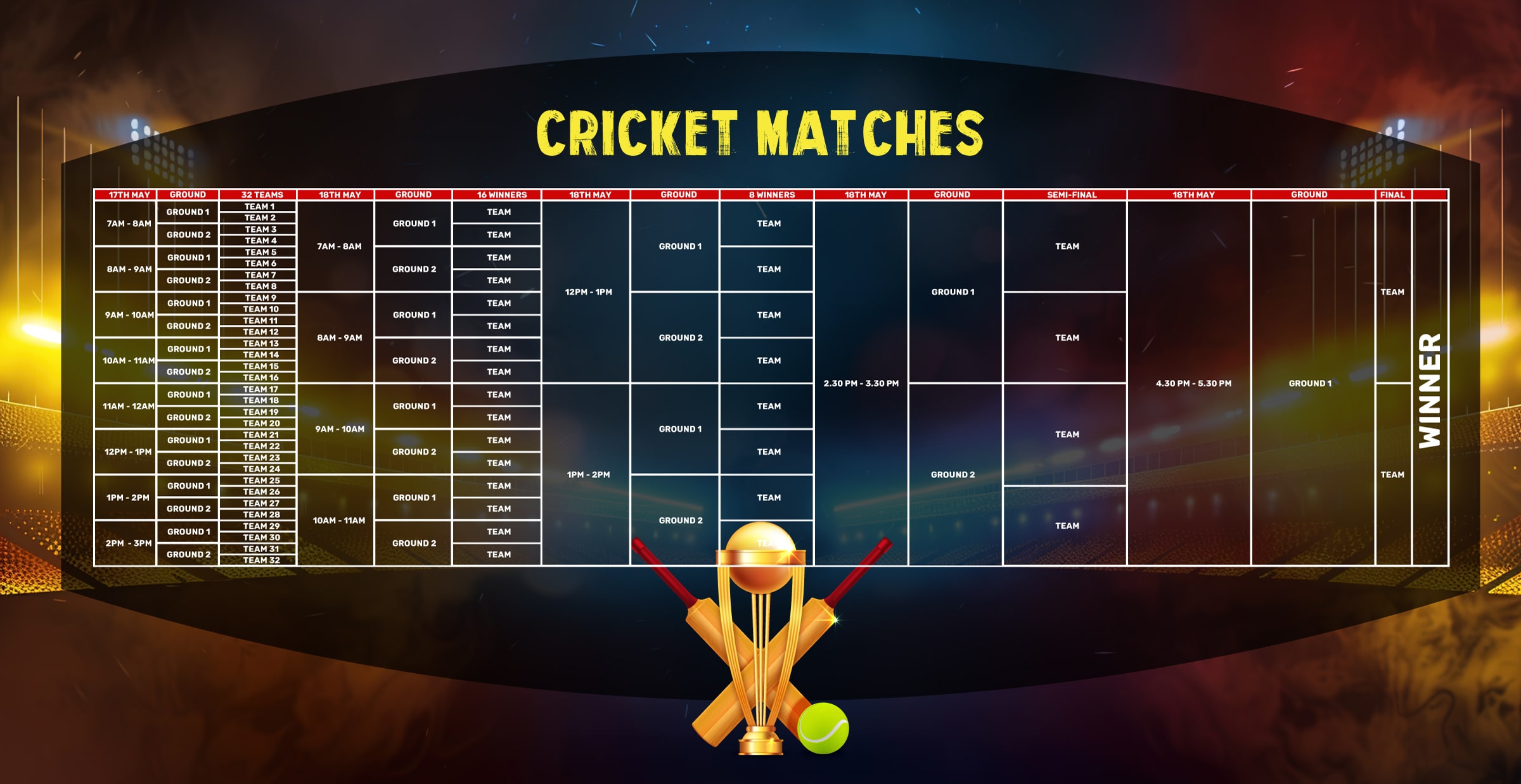 Match Schedule for All Cities